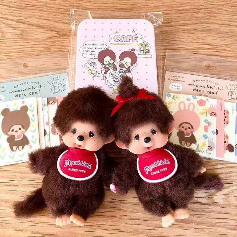 Kawaii Monchichi Doll Figure Keychain Furry Chimutan Monchhichi Figurines Hanger Pendant Bags Charm Accessories Small Gift