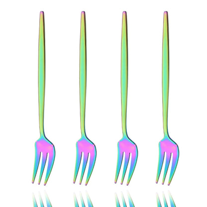 4Pcs Gold Fruit Cake Dinnerware Set Mirror Stainless Steel Tea Fork Set Snack Dessert Fork Small Salad Cutlery Kitchen Utensils