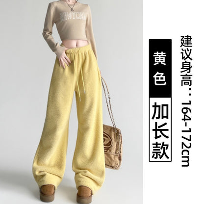 2025 New Winter Velvet Thick Pants Men Warm Straight Casual Pants Streetwear Loose Wide Leg Pants Thicken Lamb Wool Trousers
