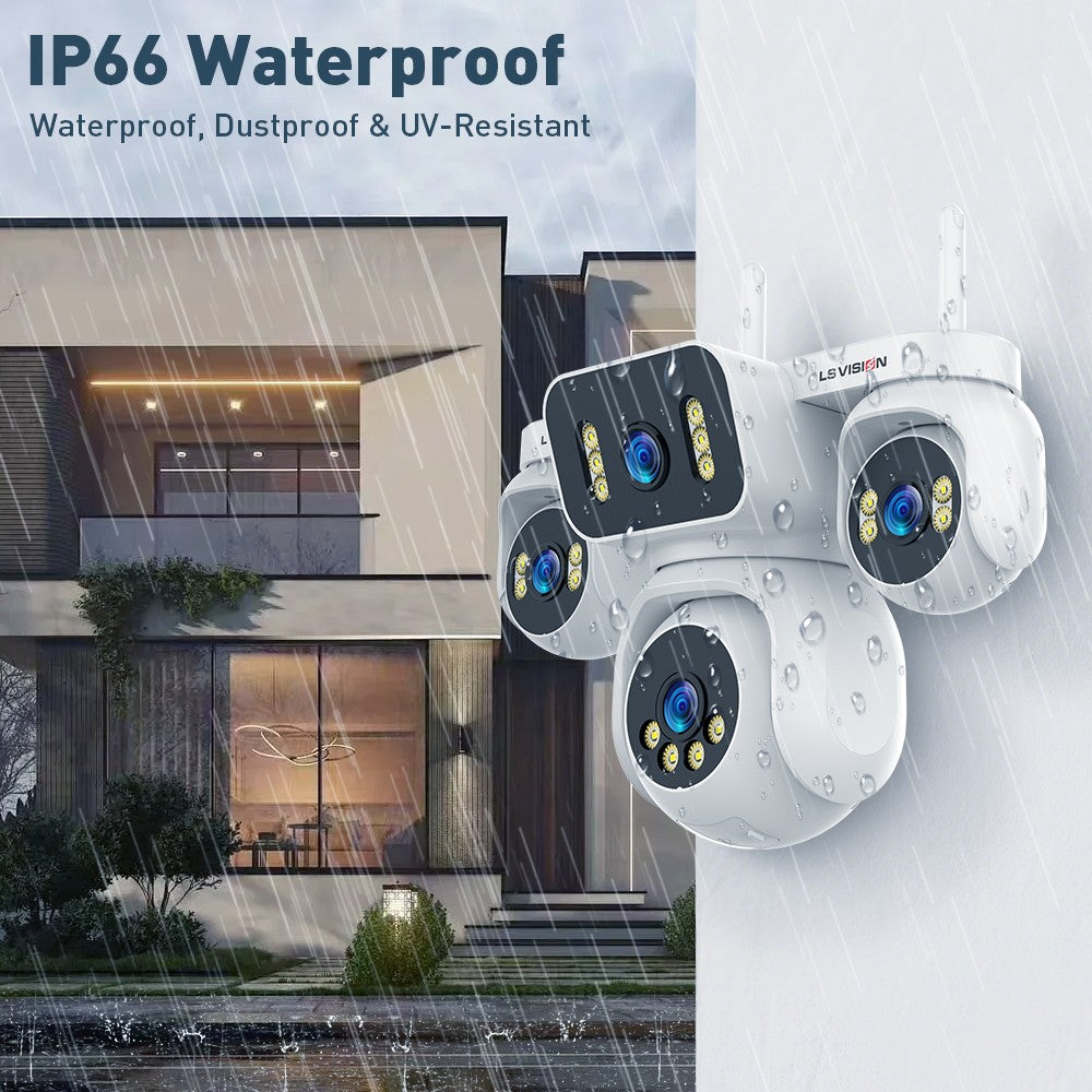 LS VISION 20MP IP Camera with 5m Cord 12X Zoom WiFi Security Cameras 4 Screens Night Vision Human Detection Auto Tracking HiEasy