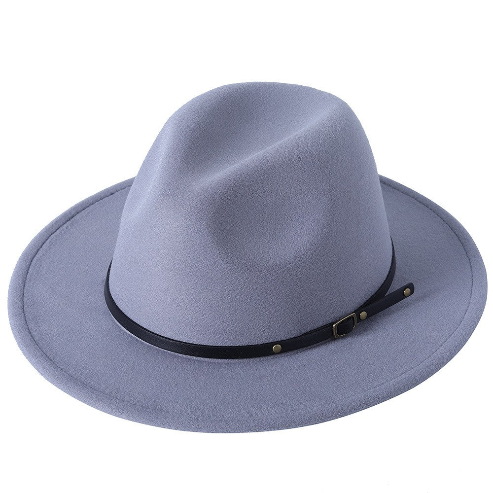 Fedora hat jazz hat men and women classic black leather belt Fedora Panama women autumn and winter Panama hat wholesale