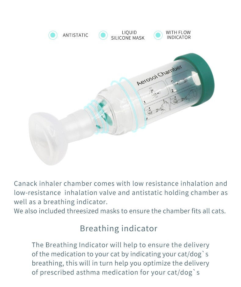 Câmara de Aerossol com máscara de silicone Espaçador Inalador Pet Para Gato Cão