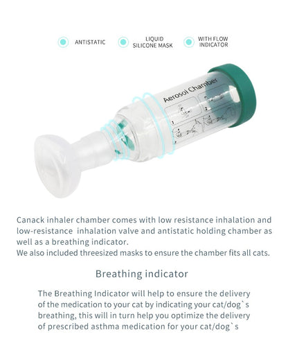 Câmara de Aerossol com máscara de silicone Espaçador Inalador Pet Para Gato Cão