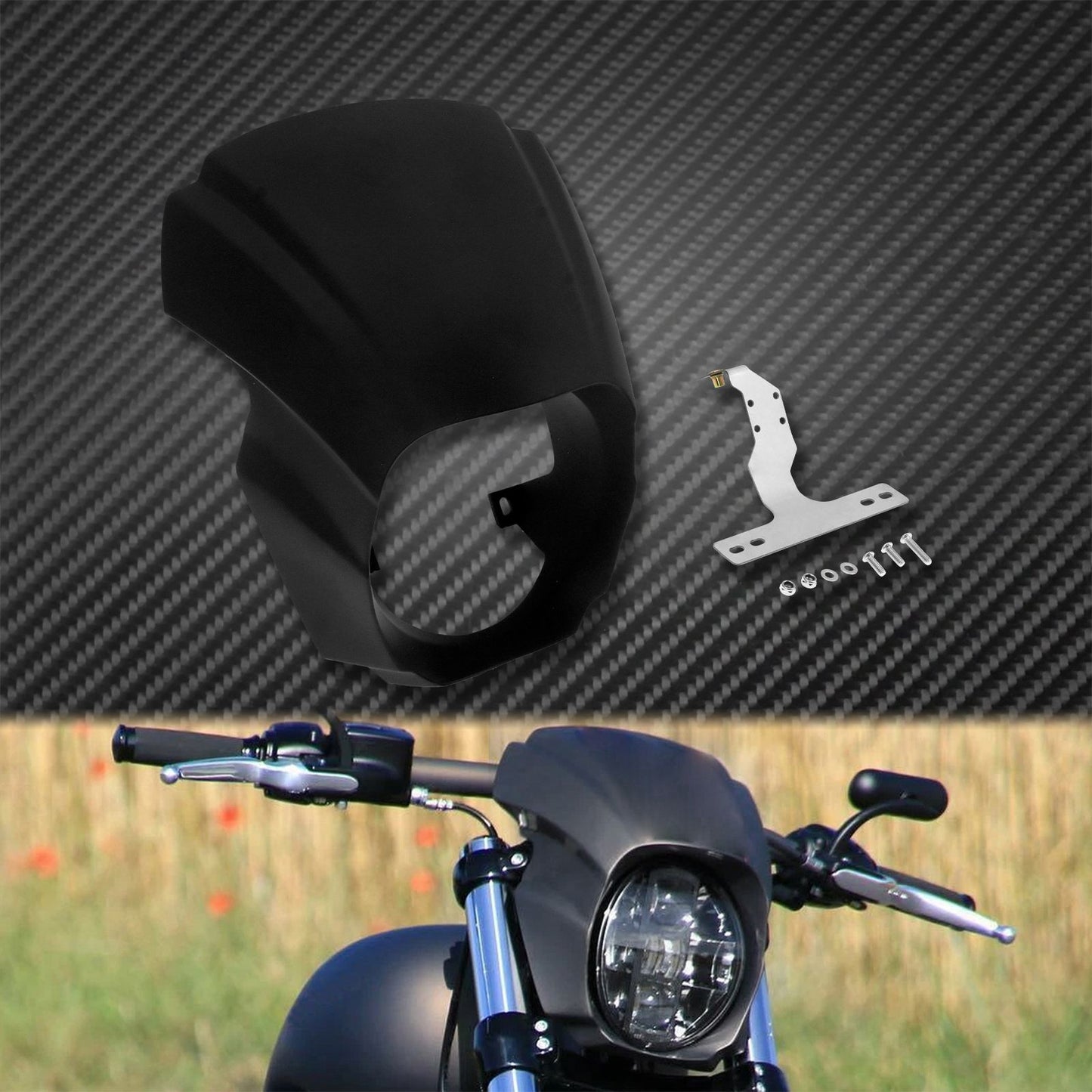 Capa Carenagem Farol Dianteiro Brilho Preto/Preto Fosco Para Harley Softail Breakout FXBRS FXBR Modelos 2018-2022 2023