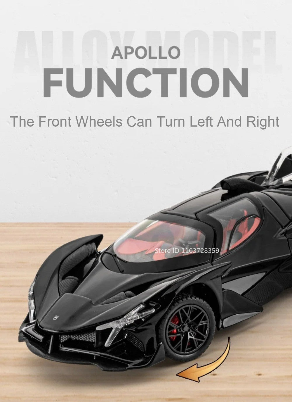 1:24 Apollo EVO Miniatura Carro Esportivo de Brinquedo Liga Fundido Som Luz Portas Abertas Fricção Supercarro Presentes para Crianças