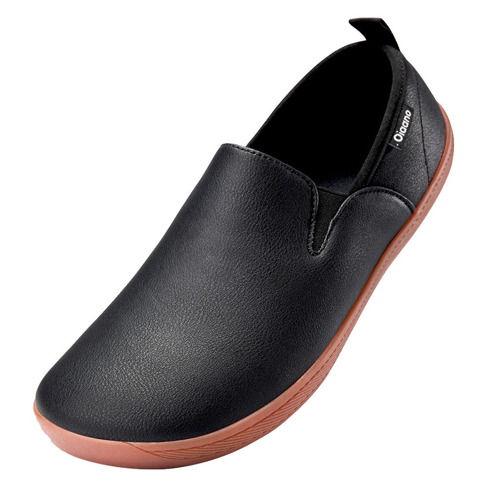 Oiaano  Wide Toe Men Minimalist Shoes  Comfortable Sneakers Leather Casual Shoes Black Slip On Leisure Loafers  Drive  Office