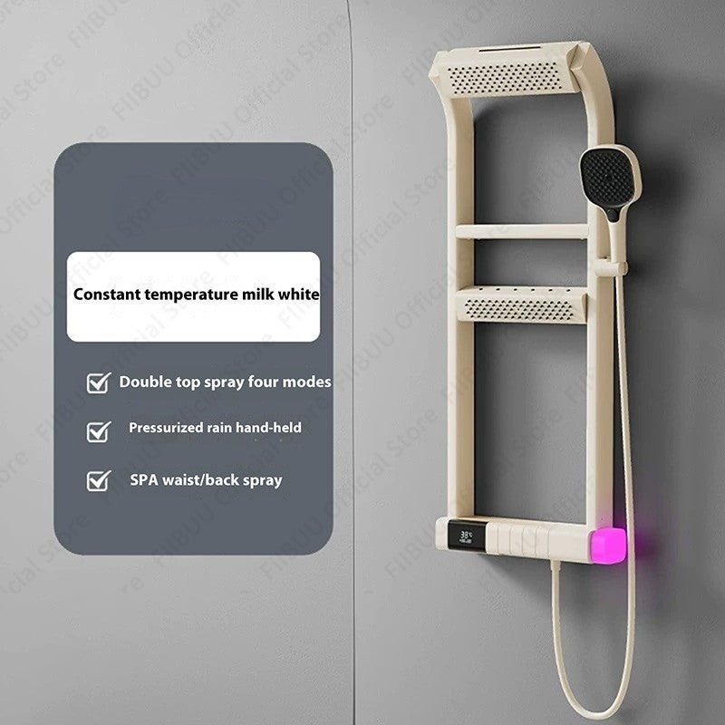 Digital Display Shower System Multi Modes Adjustable Shower Set Pressurized Spray Water Massage Showerhead Bathroom Accessories