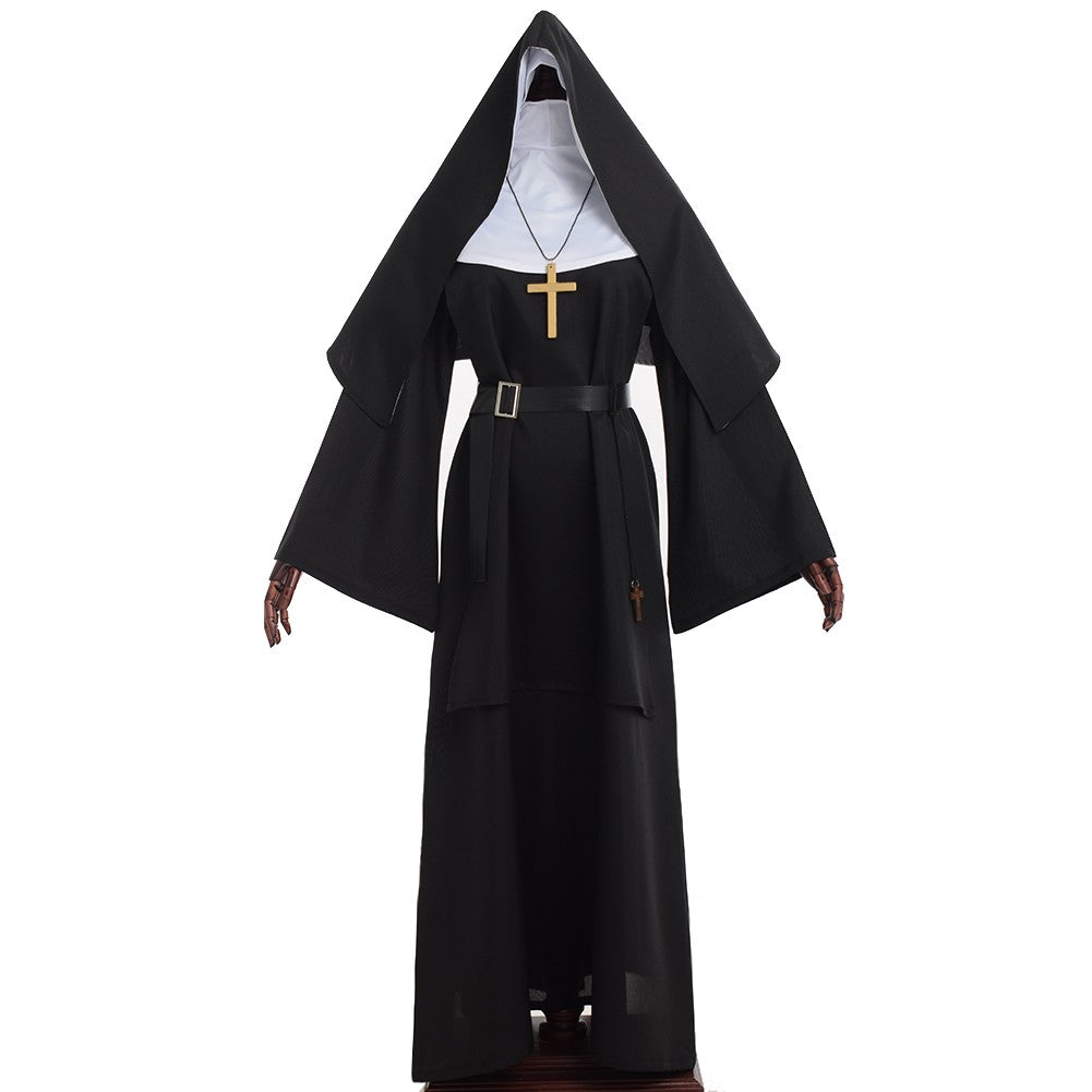 Nun Dress Halloween Costume for Women Scary Cosplay Mary Priest Dresses