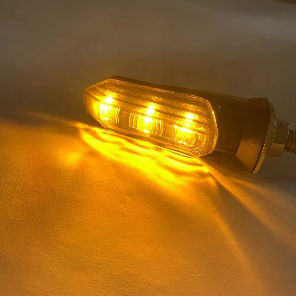 BLALION 2PCS Motorcycle Turn Signal LED Headlight Amber Flashing Light Blinker 12V 3 LED Waterproof Tail Light for ATV UTV Scoot