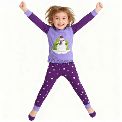 100 Cotton Girls Christmas Pajamas Sets Kids Pyjamas Penguin Snowman Pijama Xmas Homewear Baby Sleepwear Children Nightwear Pjs