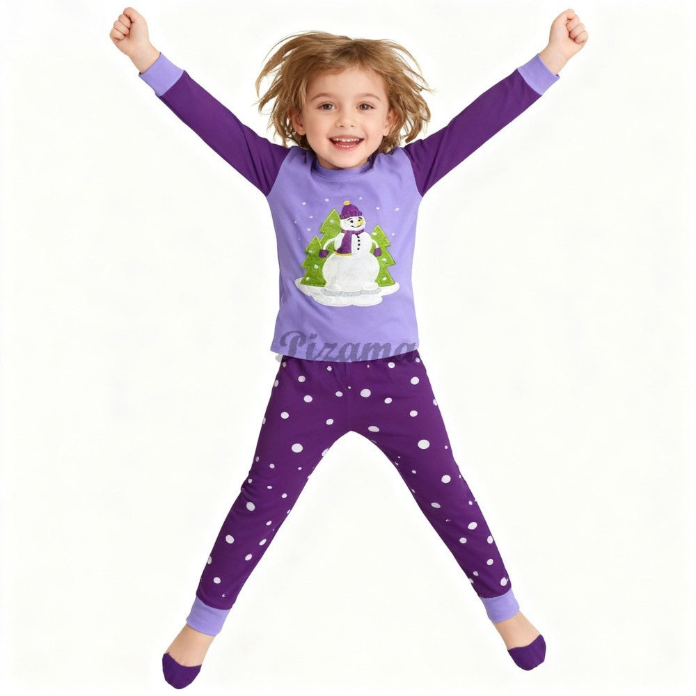 100 Cotton Girls Christmas Pajamas Sets Kids Pyjamas Penguin Snowman Pijama Xmas Homewear Baby Sleepwear Children Nightwear Pjs