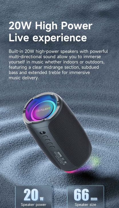 Caixa de Som Bluetooth Zealot-S61, com Proteção à Prova d'Água IPX6 e Graves para Ambiente Externo para Festas no Quintal e na Praia, Alto-falante de 10W