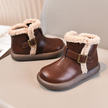 Winter Fur Boots For Children 2025 Trend Fashion Boy's Girl's Plush Snow Boots Anti-slippery Teenager Kid's Padded Boots Cotton