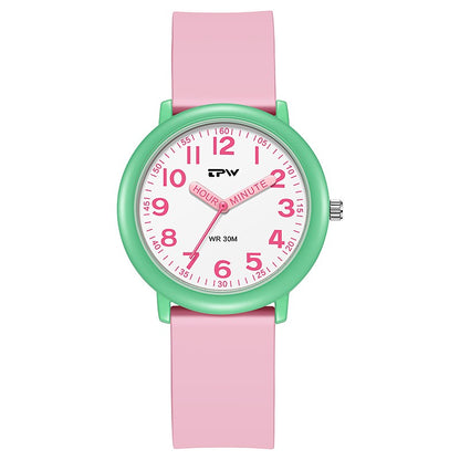 TPW Learning Watch Colorful Dial Cute Watch For Young Ladies Rubber Strap Luminous Hands