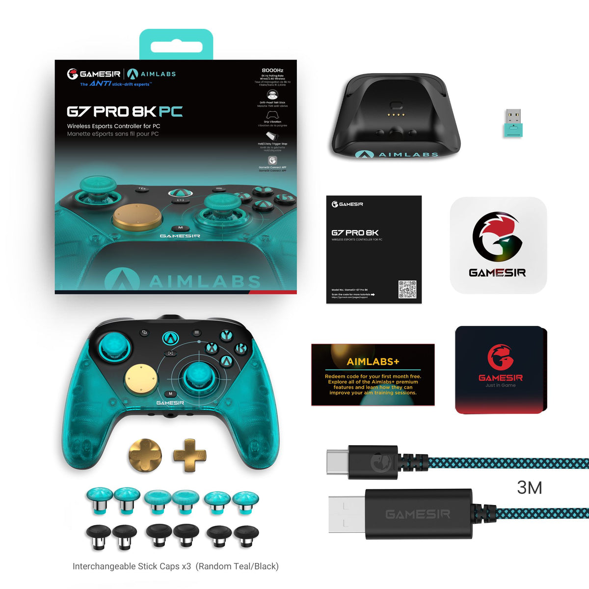 GameSir G7 Pro 8K Aimlabs Edition Hall Effect Switch Controller for Nintendo Switch 2, Wireless Gamepad with Charging Station
