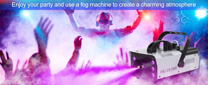1200W Smoke Machine RGB 6LEDs Lighting Fog Machine Remote Control Stage Smoke Haze Generator for Disco Party Nightclub Wedding