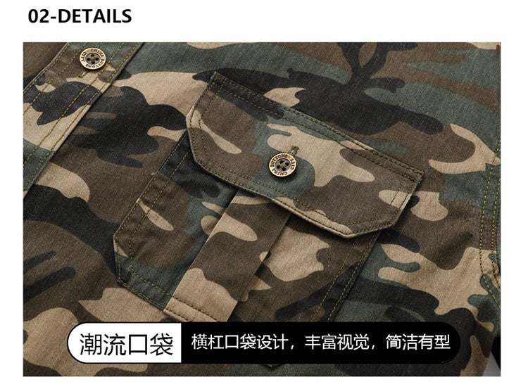 New Camouflage Cargo Shirt Men Cotton Multi-Pocket Camo Shirts High Quality Militar Overshirt Men Army Green Shirts Casual