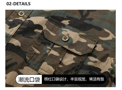 New Camouflage Cargo Shirt Men Cotton Multi-Pocket Camo Shirts High Quality Militar Overshirt Men Army Green Shirts Casual