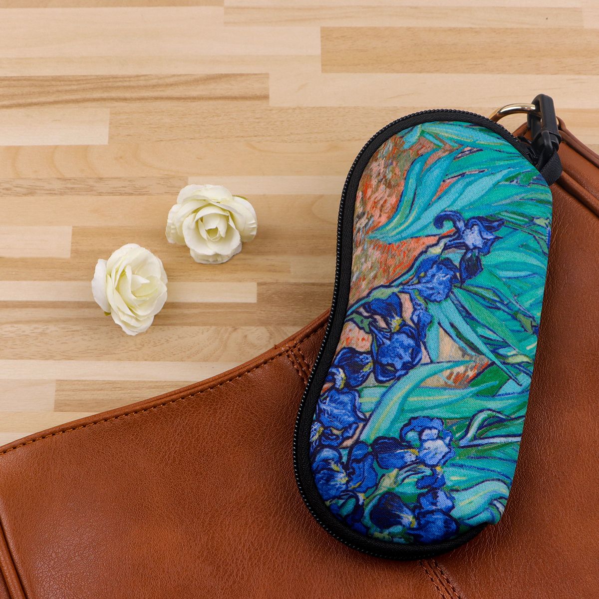 Vintage Van Gogh Sunglasses Box Glasses Soft Cloth Bags Glasses Case Women Zipper Sunglasses Bags Eyeglasses Case Eyewear Bag