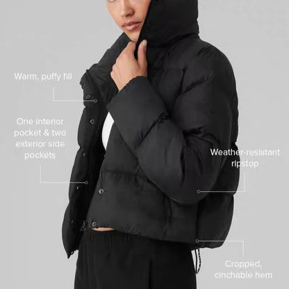 Stand-up Collar Sport Puff Parkas Women Loose Cotton Puffer Short Coat Outdoors Winter Classic Thicken Warm Cotton-padded Jacket