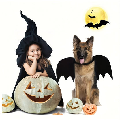 Asas de Morcego Pretas Ajustáveis, Fantasia de Halloween para Pets em Poliéster Macio, Perfeito para Gatos, Ideal para Brincadeiras de Interpretação e Diversão à Fantasia
