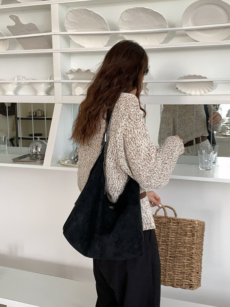 Scrub Leather female Shoulder bags winter new Ladies handbag Large capacity Brand design women big totes bolsa brown