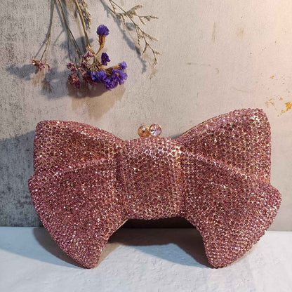 Luxury Women Pink Flower Clutch Bags Stone Evening Bags Bridal Rhinestone Handbags Wedding Clutches Bags Dinner Minaudiere Purse