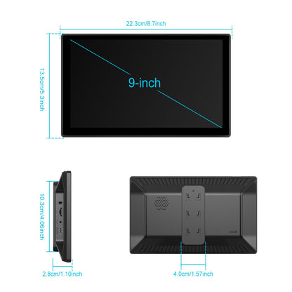 Player de Vídeo Multimídia de Rádio para Espelho de Carro Portátil de 9" Universal Sem Fio CarPlay Android Auto Tela Bluetooth AUX TF GPS DVR