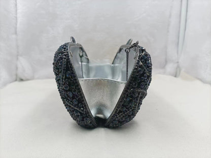 XIYUAN Women Burgundy Stones Evening Bags Crystal Clutch Wedding Party Rhinestone Handbags Bridal Floral Minaudiere Purses Green