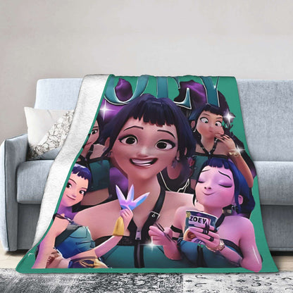 Cobertores de flanela Kpop Demon Hunters Zoey Huntrix Cobertor incrível para casa hotel sofá colcha 125*100cm
