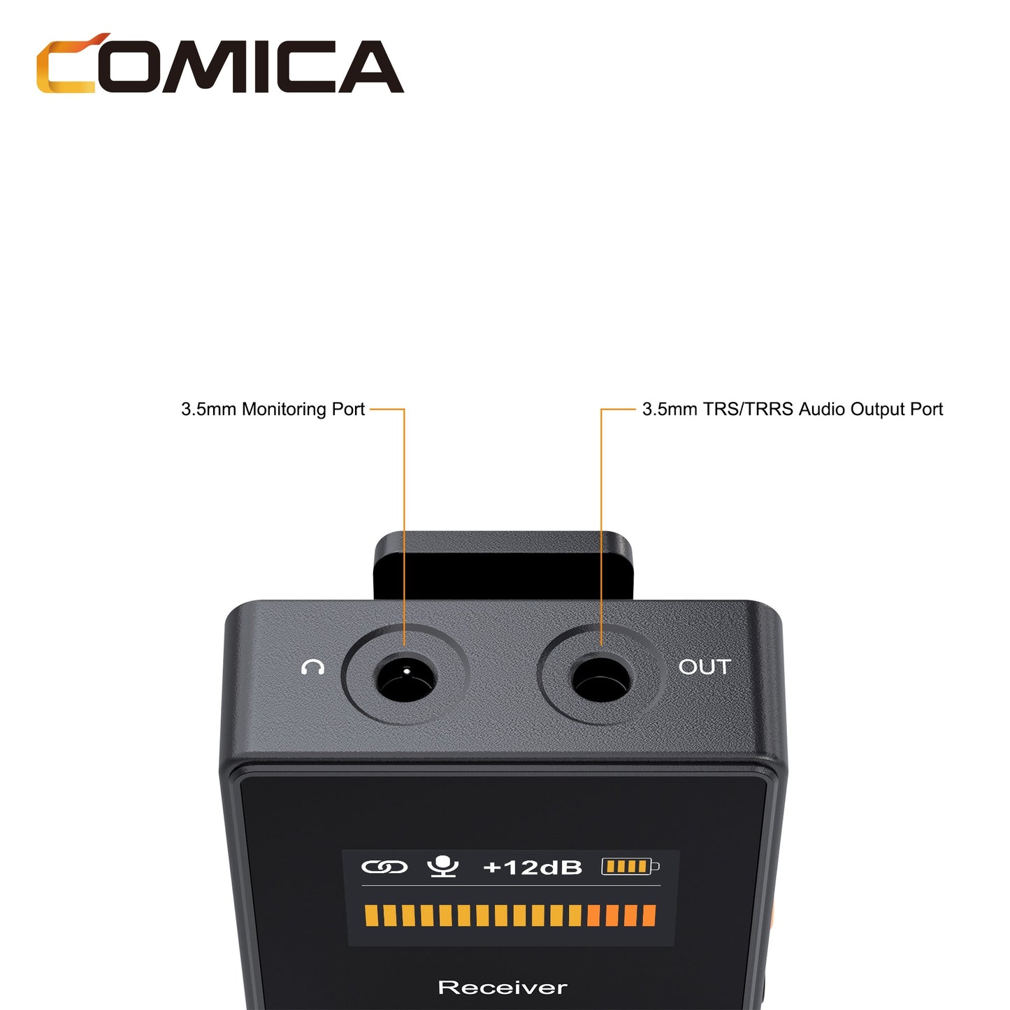 Comica VM30 2.4G Microfone Shotgun Sem Fio Supercardioide Microfone On-camera com Controle de Ganho para Câmera, Smartphone, Computador