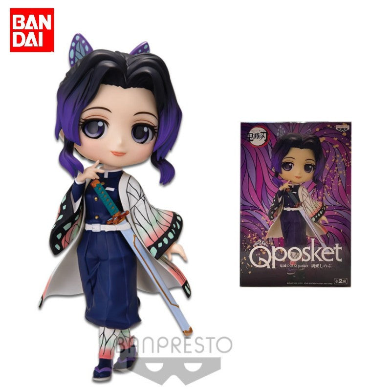 Bandai Original Demon Slayer Anime Figure Qposket SHINOBU KOCHO Bonecos de Ação Brinquedos Para Crianças Presente Modelo Colecionável Ornamentos