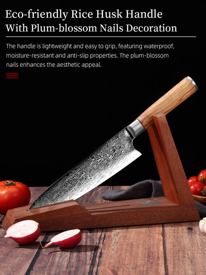 Faca de Chef Aço Damasco 67 Camadas Lâmina VG10 Cabo de Madeira Cutelo para Carne Legumes Faca de Cozinha Japonesa Nakiri Messer