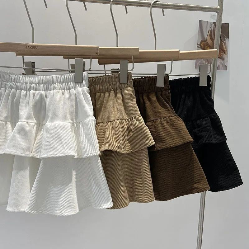 Ballet Sle Cake Skirt Women's Mid-Length A-Line ort Skirt Elastic Waist Slimming White Spring Autumn New Arrival