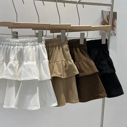 Ballet Sle Cake Skirt Women's Mid-Length A-Line ort Skirt Elastic Waist Slimming White Spring Autumn New Arrival