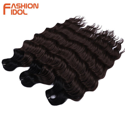 FASHION IDOL Cabelo de Crochê Torção Laranja Extensões de Cabelo Trançado de Onda Profunda Sintética Cabelo Onda de Água 24 Polegadas Fibra Resistente ao Calor