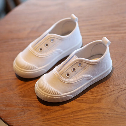 New Spring Summer Children's Canvas Shoes Girls White Shoes Fashion Boys Soft Campus White Causal Shoes Non-slip Sneakers