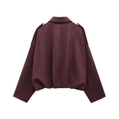 MUJER 2025 Suede Bomber Jackets for Women Outerwears Oversized Jacket Woman Streetwear Zip Women's Coats Padded Varsity Jackets