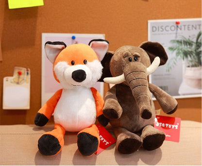 Brinquedos de Pelúcia de Animais da Selva Kawaii de 25CM, Cão, Zebra, Elefante, Leão, Raposa, Girafa, Brinquedos Infantis, Boneca, Presente de Aniversário