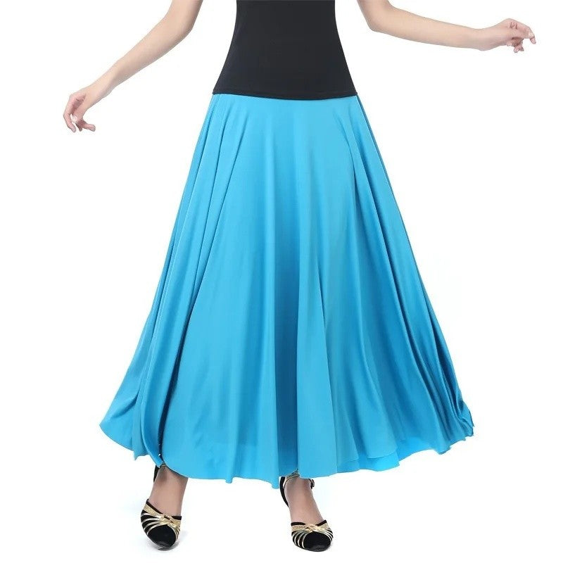Plus Size Elegant Plus Size Women's Long Dress For Dancing And Commuting Stylish Square Dance Skirt With Wide Hemline For Soc...
