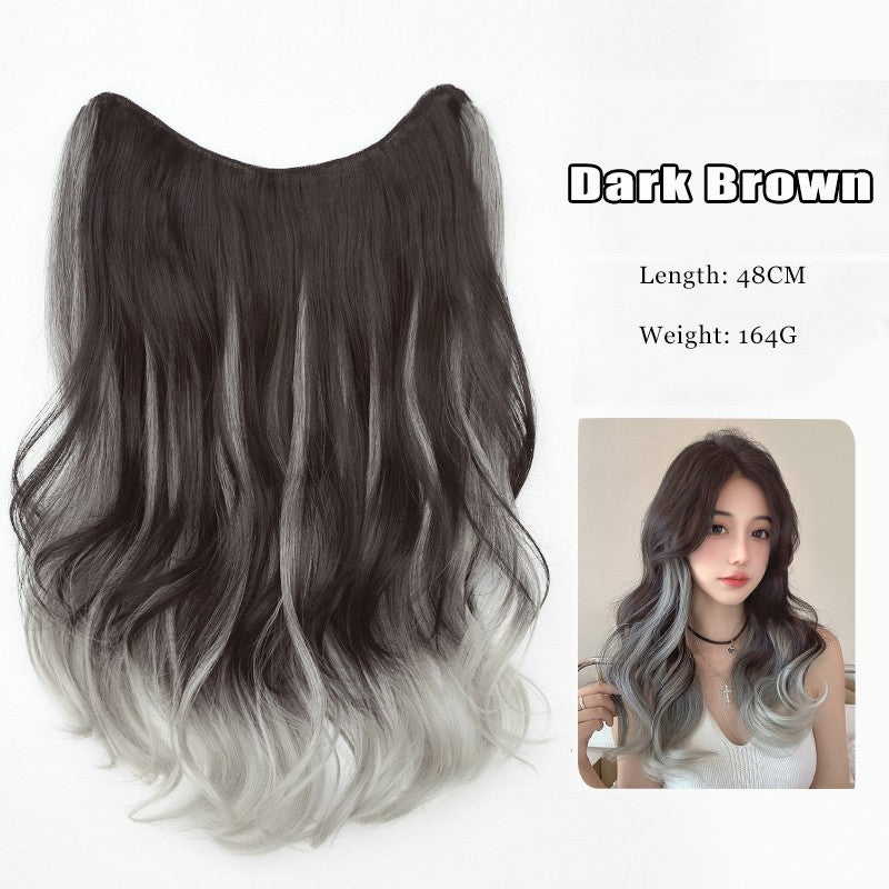 Peruca Sintética Degradê de Cabelo Parisiense Tingido Extensão de Cabelo Ondulado Grande e Natural Macio de Uma Peça Peça de Extensão de Cabelo Longo e Encaracolado
