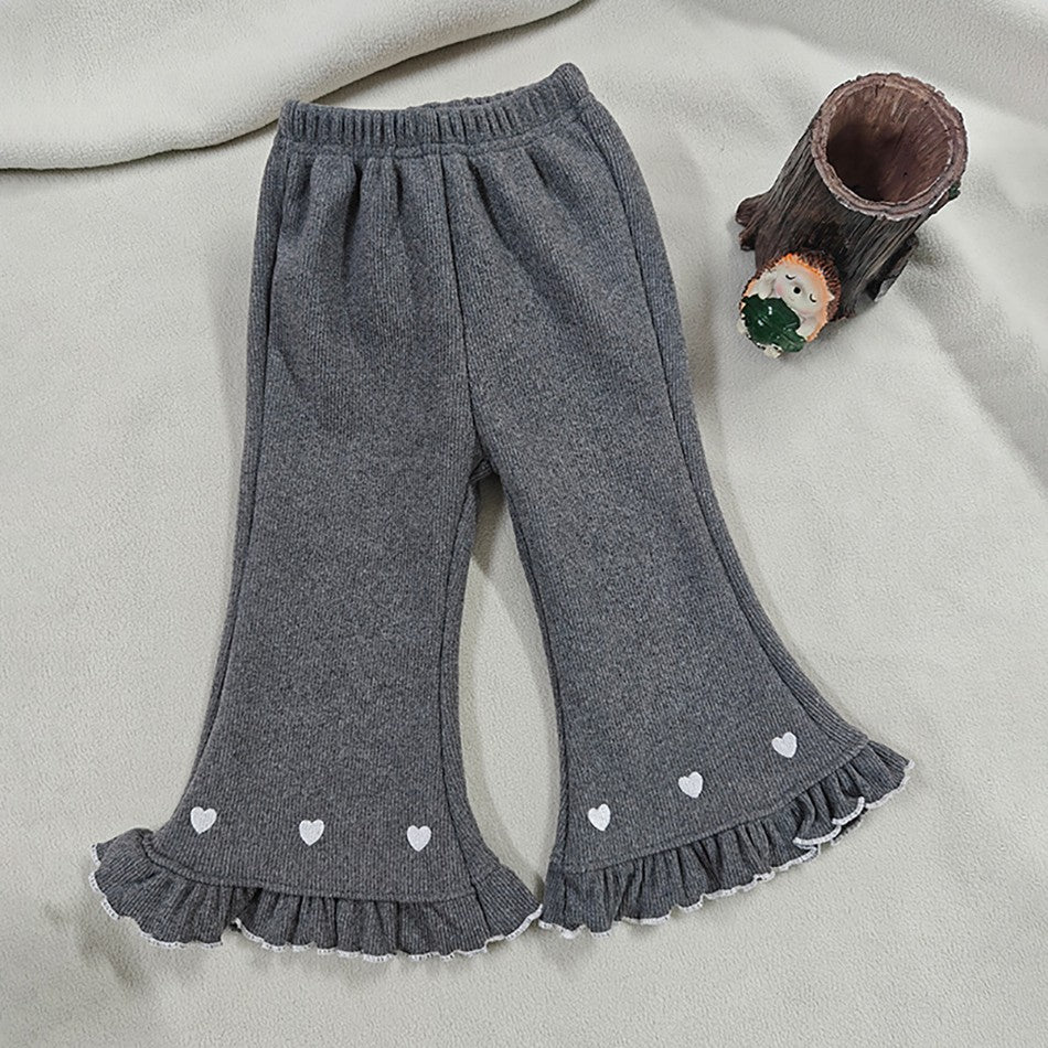 Girls Fleece Lined Flare Leggings Children Winter Warm Kids Pants Slim Fit Thermal Trousers Korean Fashion Outerwear Clothes