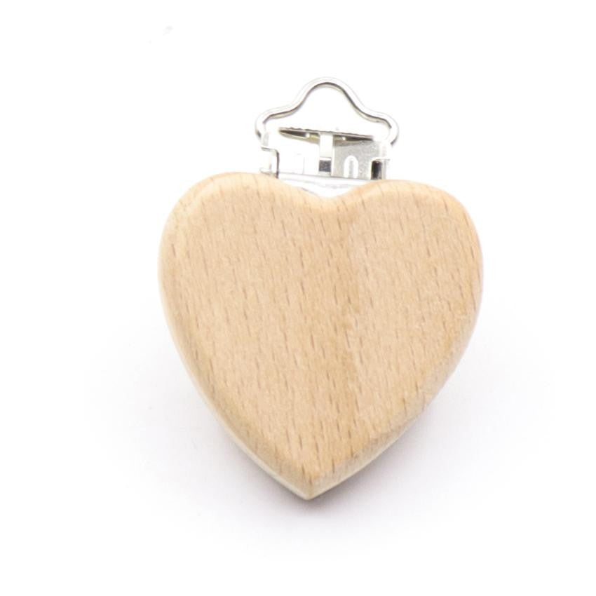 5 Piece wooden rainbow bear flower cart heart shaped bird elephant round star Clip Free DIY Baby Natural pacifier Chain Gift