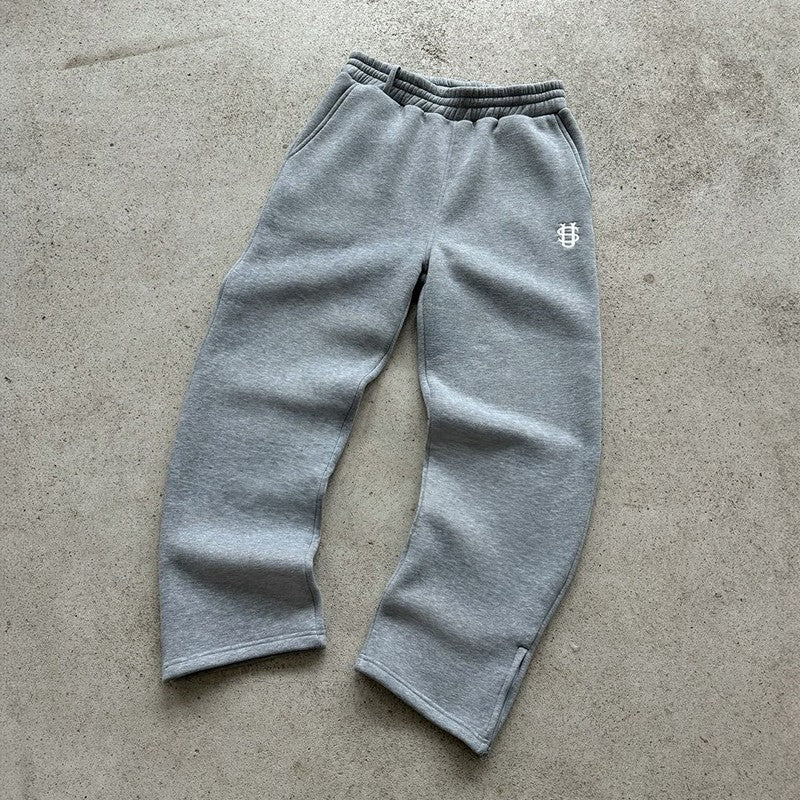 Calça de Moletom Outono com Cordão e Zíper Cor Sólida Casual High Street Hip-Hop Rap Street Estilo Y2K Cintura Alta