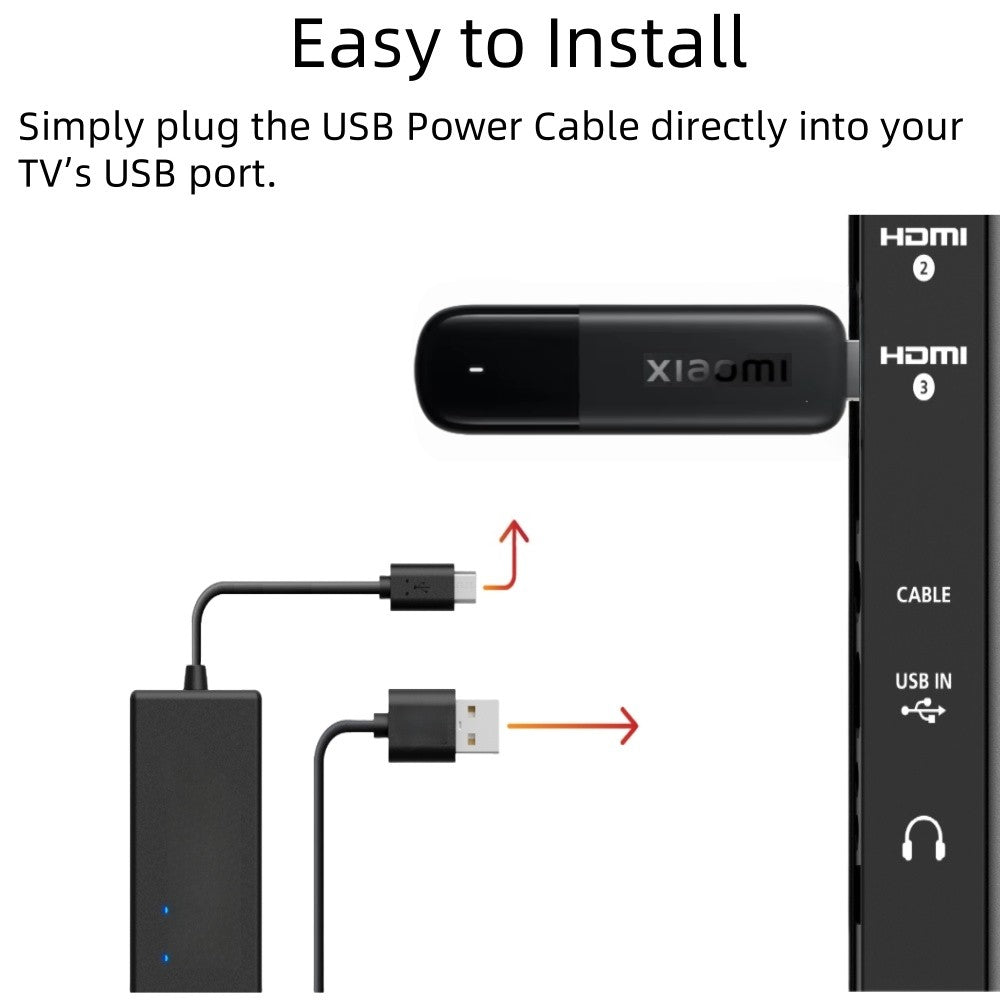 Adaptador de cabo de alimentação para Xiaomi TV Stick, alimenta o Xiaomi TV Stick diretamente da porta USB da TV (elimina a necessidade de adaptador CA)