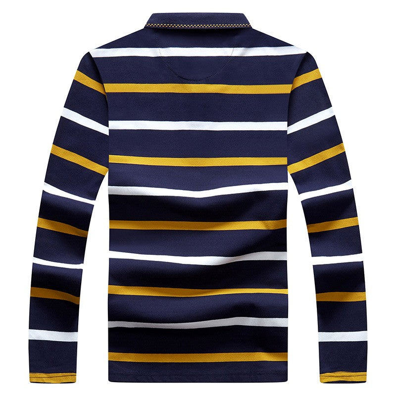 Men Polo Shirt Cotton Embroidery Long Sleeve Spring Stripe Polo Shirt Men Autumn Casual Fashion Polo Shirt Business T-shirts Men