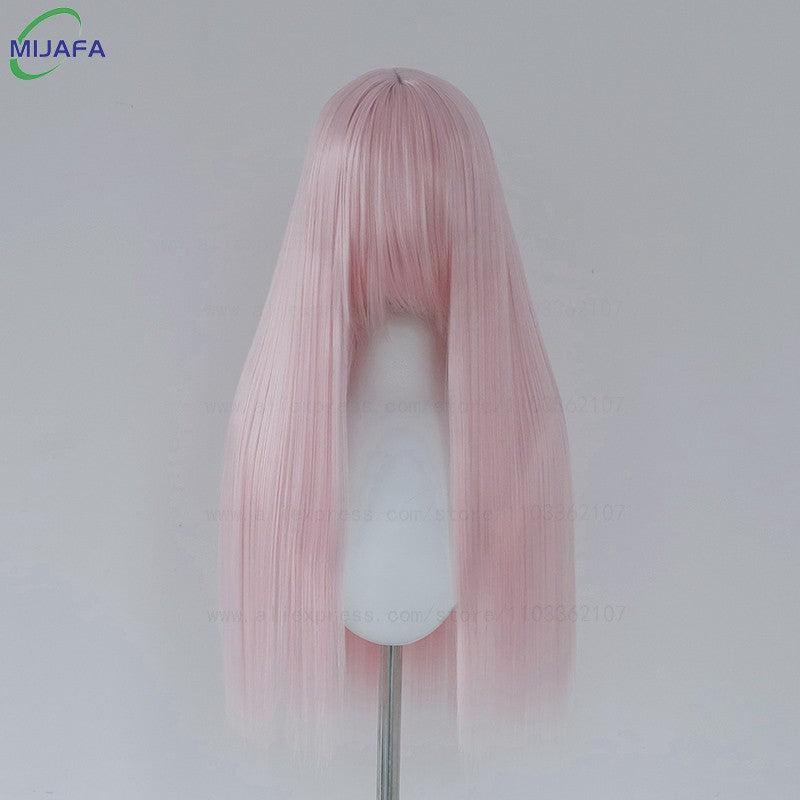 Peruca de Cosplay Longa e Lisa de Altíssima Qualidade, 400g, 48 Cores, 60cm, com Franja, Resistente ao Calor, Perucas Anime + Touca de Peruca