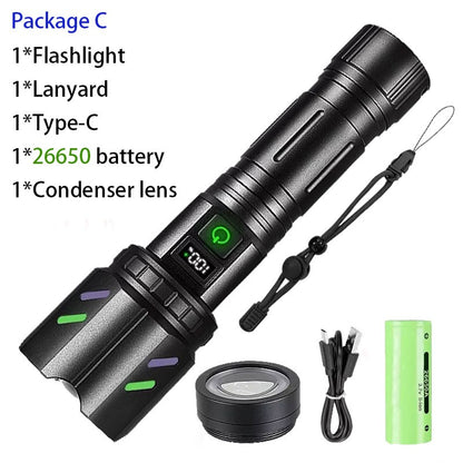 Ultra Powerful Windproof Fire Starting Flashlight Rechargeable High Power Torch Focused Light Source Can Light A Flame Lantern