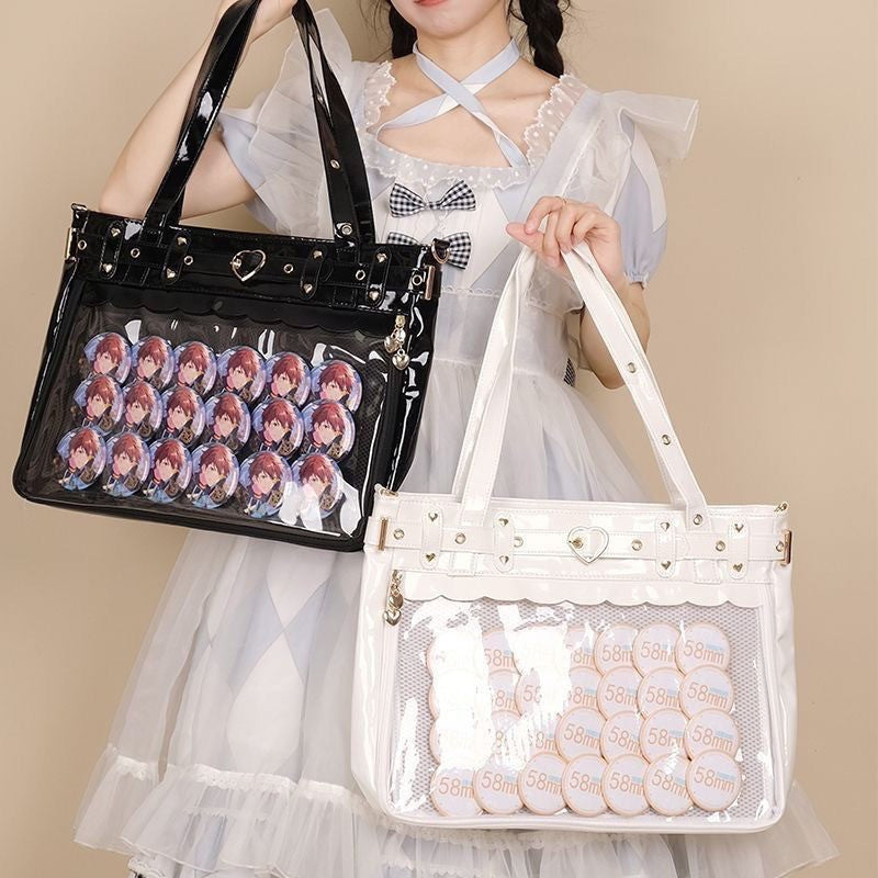 New Original Spicy Girl Cool Ita Bag Large Capacity Transparent Pain Layer Crossbody Bag Love Chain Ulzzang Shoulder Bag Handbag