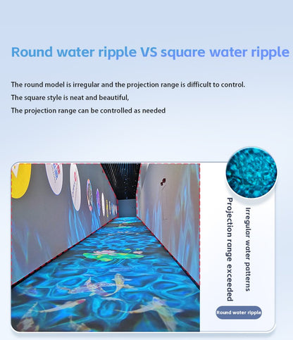 Square Water Ripple Projector Dynamic Water Ripple Logo Indoor Ground Corridor Outdoor Atmosphere Lighting Waterproof Projection